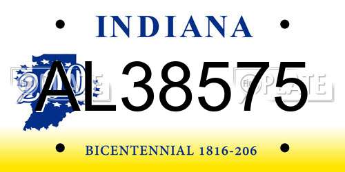 AL38575 Indiana License Plate