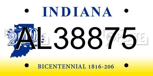 AL38875 Indiana License Plate