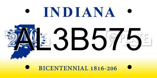 AL3B575 Indiana License Plate