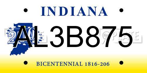 AL3B875 Indiana License Plate