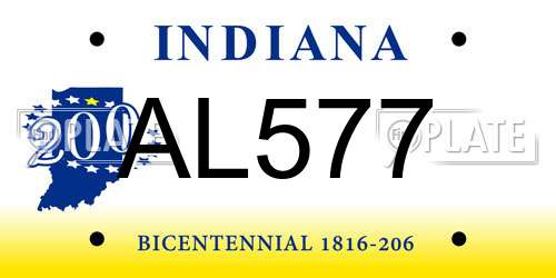 AL577 Indiana License Plate