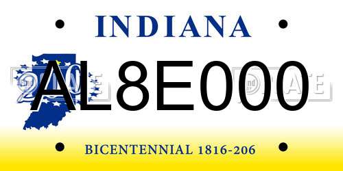 AL8E000 Indiana License Plate