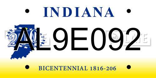 AL9E092 Indiana License Plate
