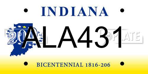 ALA431 Indiana License Plate