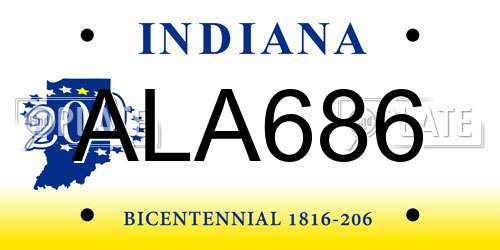 ALA686 Indiana License Plate