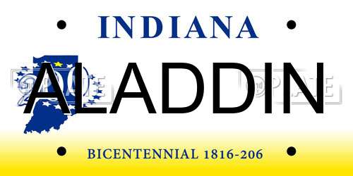 ALADDIN Indiana License Plate