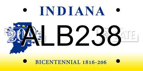 ALB238 Indiana License Plate