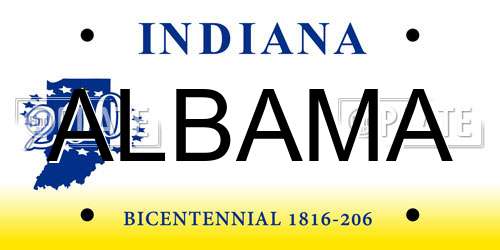 ALBAMA Indiana License Plate