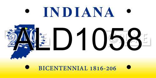 ALD1058 Indiana License Plate