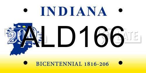 ALD166 Indiana License Plate