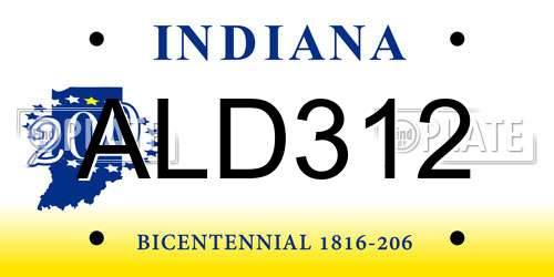 ALD312 Indiana License Plate