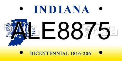 ALE8875 Indiana License Plate