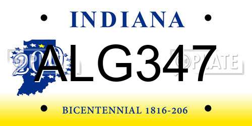 ALG347 Indiana License Plate