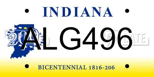 ALG496 Indiana License Plate