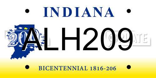 ALH209 Indiana License Plate