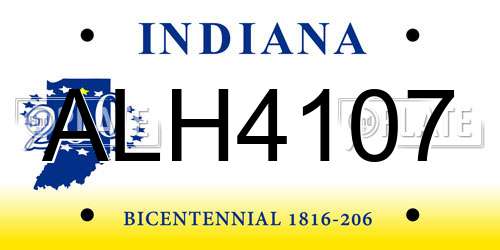 ALH4107 Indiana License Plate