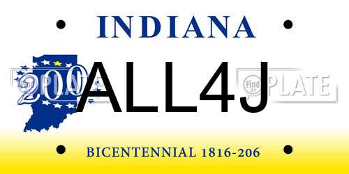 ALL4J Indiana License Plate