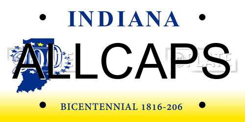 ALLCAPS Indiana License Plate