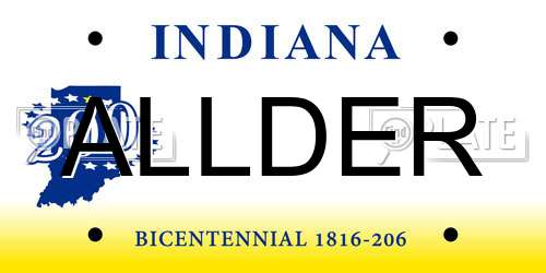 ALLDER Indiana License Plate