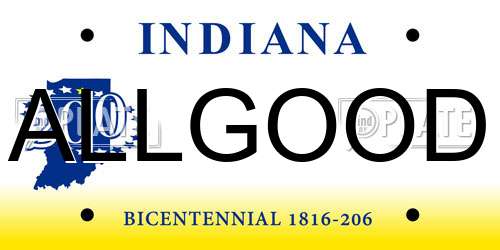 ALLGOOD Indiana License Plate