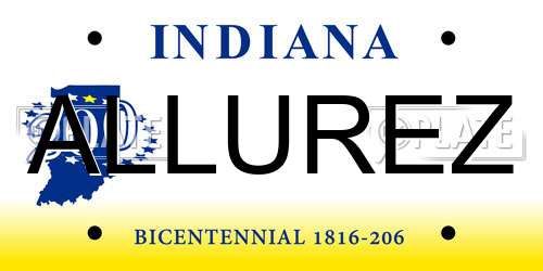 ALLUREZ Indiana License Plate