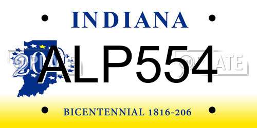 ALP554 Indiana License Plate