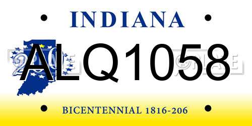 ALQ1058 Indiana License Plate