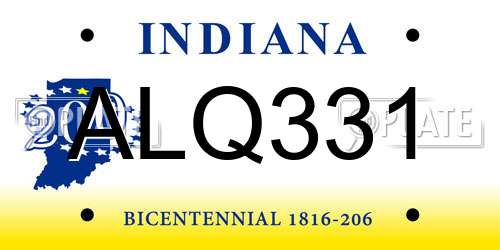 ALQ331 Indiana License Plate