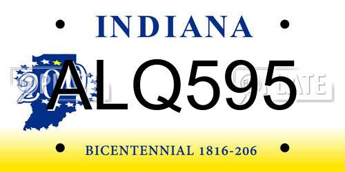 ALQ595 Indiana License Plate