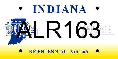 ALR163 Indiana License Plate