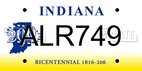 ALR749 Indiana License Plate