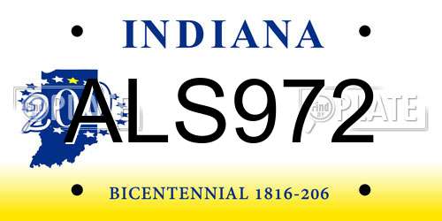 ALS972 Indiana License Plate