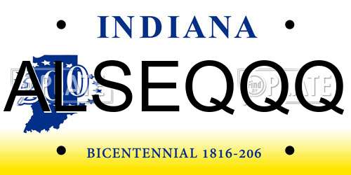 ALSEQQQ Indiana License Plate
