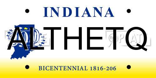 ALTHETQ Indiana License Plate