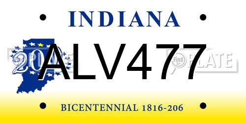 ALV477 Indiana License Plate