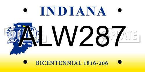 ALW287 Indiana License Plate