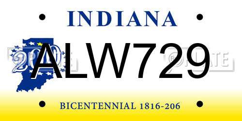 ALW729 Indiana License Plate