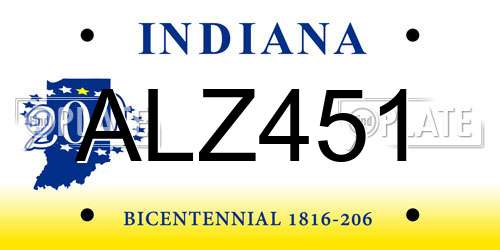 ALZ451 Indiana License Plate
