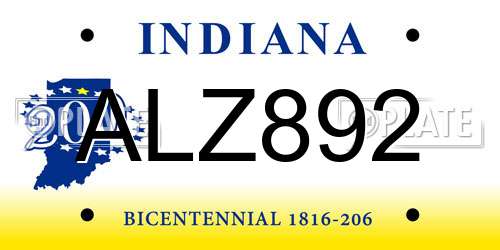 ALZ892 Indiana License Plate