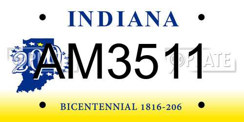 AM3511 Indiana License Plate