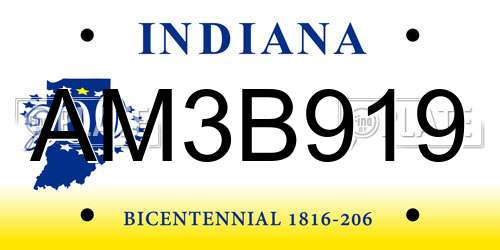 AM3B919 Indiana License Plate