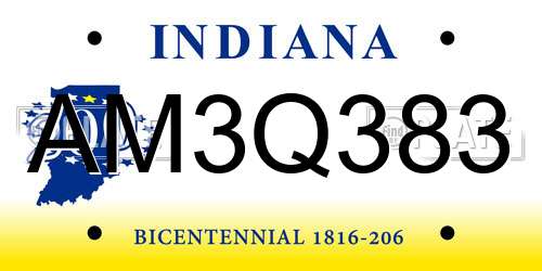 AM3Q383 Indiana License Plate