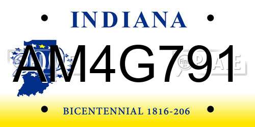 AM4G791 Indiana License Plate