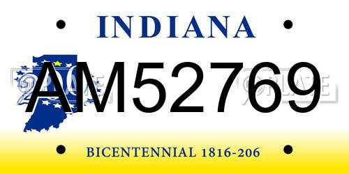AM52769 Indiana License Plate