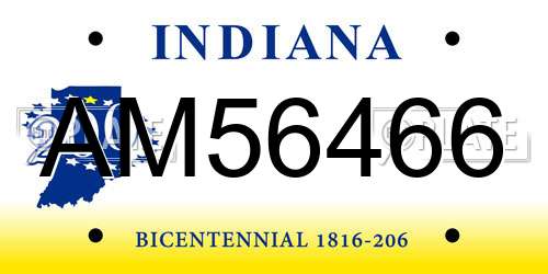 AM56466 Indiana License Plate
