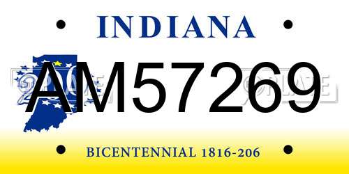AM57269 Indiana License Plate