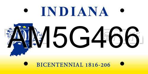 AM5G466 Indiana License Plate
