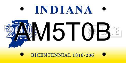 AM5T0B Indiana License Plate