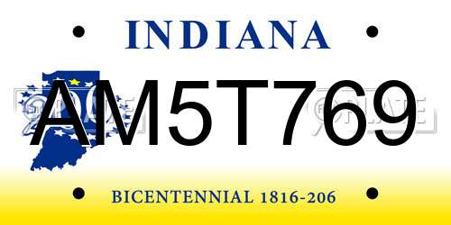 AM5T769 Indiana License Plate