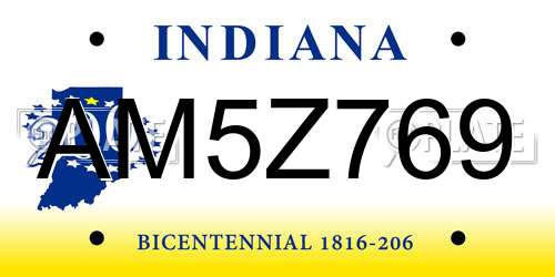 AM5Z769 Indiana License Plate